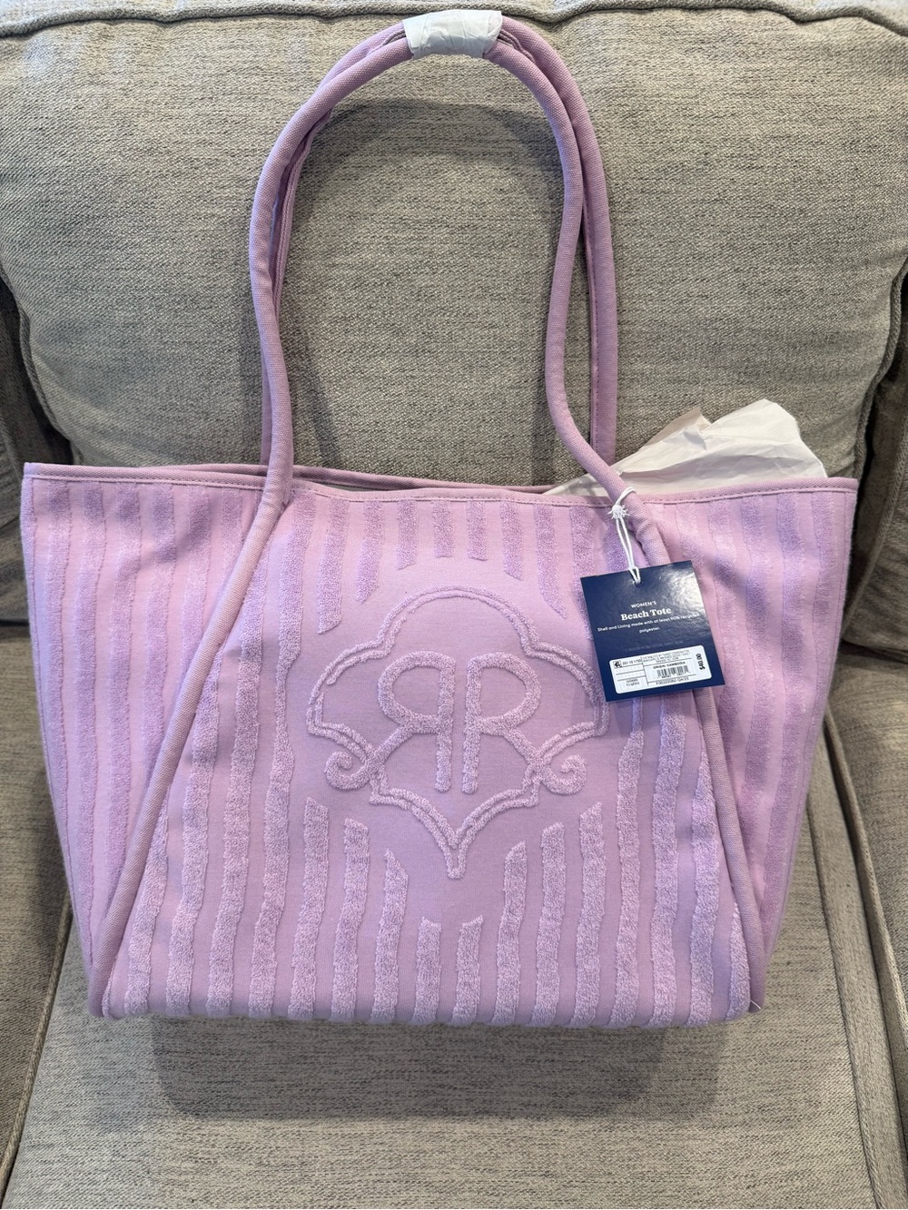 NWT Roller Rabbit x Target Purple Terry Cloth Beach Tote Bag